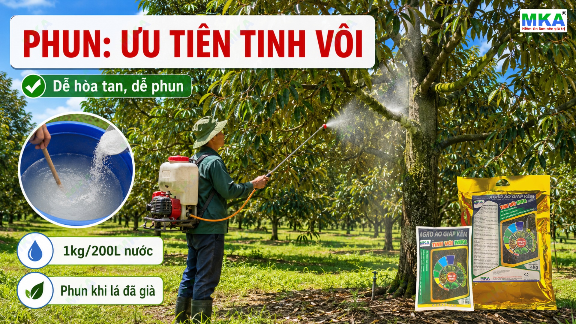 Phun ưu tiên tinh vôi
